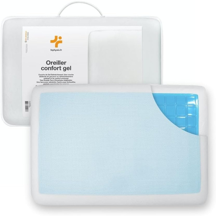 М'яка дитяча подушка Inphysio з Memory Foam - бамбукова тканина, гіпоалергенна - для комфортного сну - ергономічна подушка для шиї - 50 x 30 x 5,5 см (Білий - Comfort Gel)