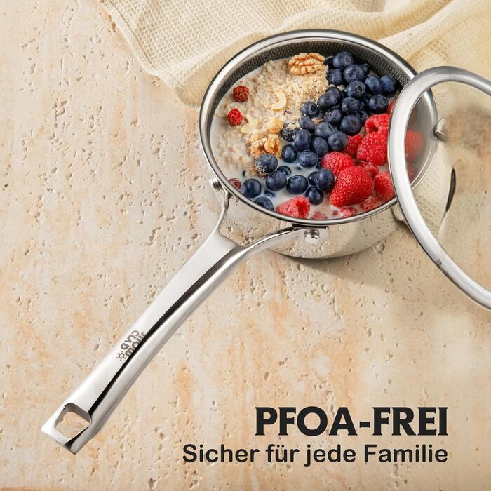 Набір каструль з нержавіючої сталі 10-ти частинний, індукційне дно, антипригарне покриття, 20/24 см сковороди, 1,5/2,5л каструлі з ручками, 5,8л ковшик, 2,8л сотейник, підходить для всіх типів плит, можна використовувати в духовці та мити в посудомийній м