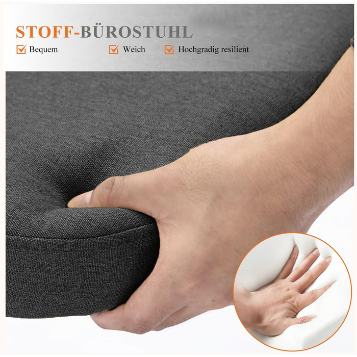 Офісний стілець Refined Living без підлокітників, комп'ютерний стілець на роликах, ергономічний, до 113 кг, темно-сірий