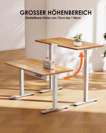 Електричний регульований стіл ErGear 140 x 70 см, з пам'яттю, для дому та офісу, світло-сірий, з підключенням