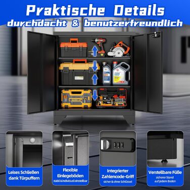 Металевий шафа-сейф для документів, 90x80x40 см, білий (чорний) - з полицями та комбінаційним замком