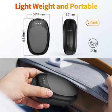 Електричні грілки для рук, 2 шт. - багаторазові, з 3 режимами нагріву, для дітей та дорослих, чорного кольору