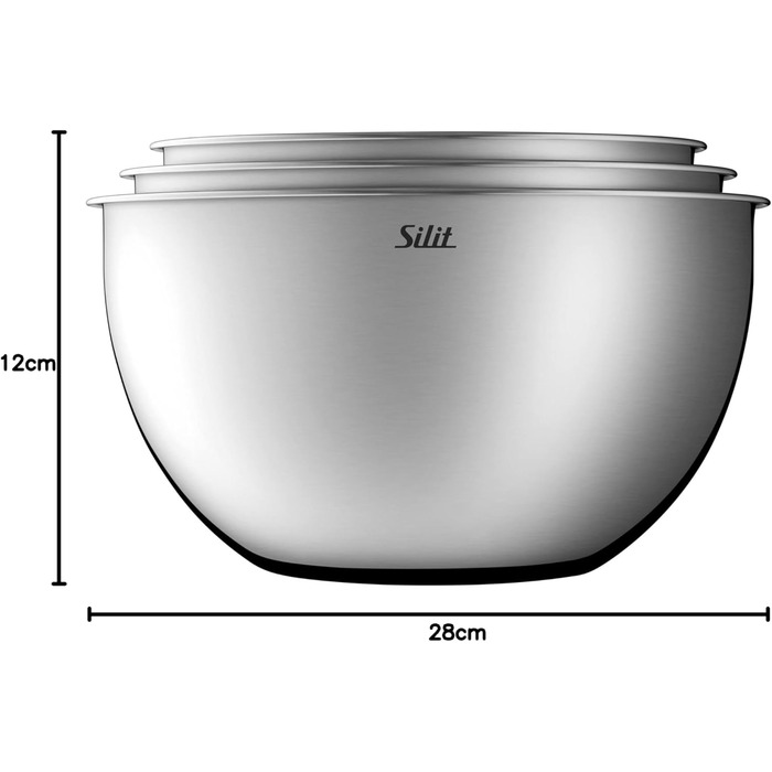 Набір кухонних мисок Silit 3 шт. з нержавіючої сталі, мультифункціональні (для замішування, салатів, подачі), стікліть