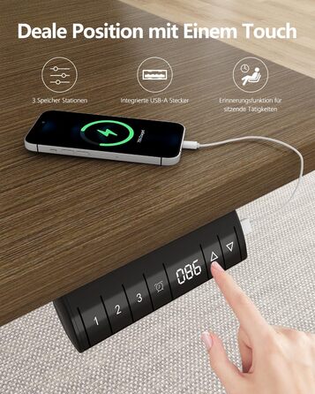 Регульований стіл Flamaker: електричний, з пам'яттю, для офісу, 180x80 см, колір горіх