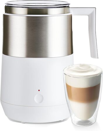 Тчібо Індукційний спінювач молока, без пригорання, миється в посудомийній машині, теплий та холодний молочний пінок, для лате макіато, капучино та какао, кремовий білий