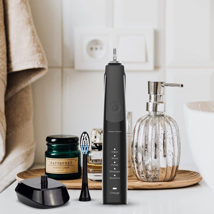 Електрична зубна щітка Tristan Auron SonicMaster (Блакитна) - 6 голів, чохол, 100 днів тестування, 5 режимів, 55 000 VPM, таймер 2 хв