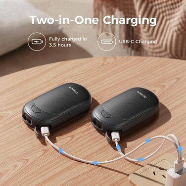 Електричні грілки для рук OCOOPA 2 шт. з магнітом, 5000mAh, 3 режими нагріву, компактні, для рукавичок, зими