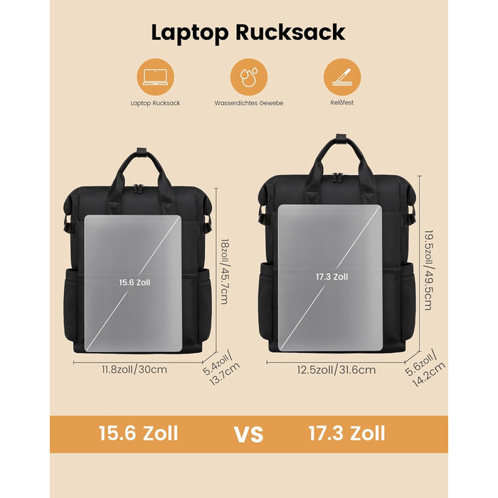 LOVEVOOK Рюкзак для жінок з відділенням для ноутбука 15.6 дюймів, шкільний, для подорожей, університету, бізнесу (17,3 дюйми, чорний)