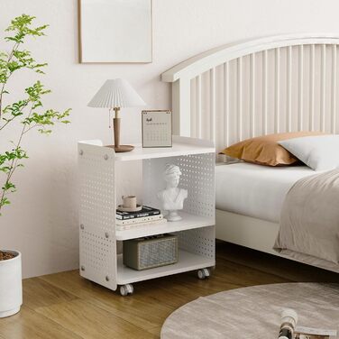 Стіл для принтера Fenge на колесах з органайзером, 3 яруси, білий (45.3x33.5x53.5 см)