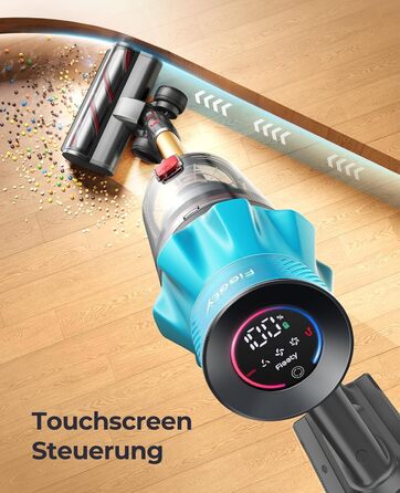 Бездротовий акумуляторний пилосос Fieety 8-в-1: потужне всмоктування 50kPa, 600W, 65 хвилин роботи, 1.6L, без мішка, для дому та авто, з турбощіткою та базою для зарядки. Ідеально для видалення шерсті тварин, килимів та твердих поверхонь.