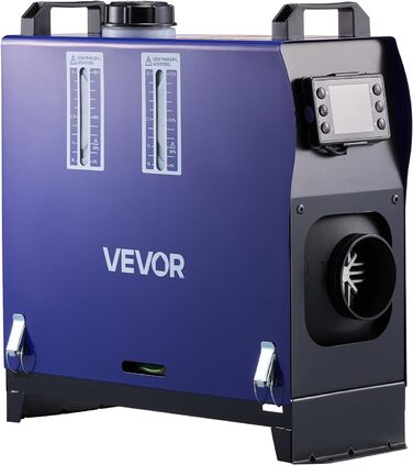 Дизельний опалювач VEVOR 8 кВт, 12/24 В, портативний, з пульт. та LCD, 5л, для авто, вантажівок, кемперів, блакитний