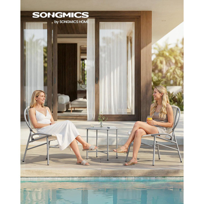Набір садових меблів SONGMICS з поліротану для балкона та тераси: стіл та 2 крісла (Таубеграу)