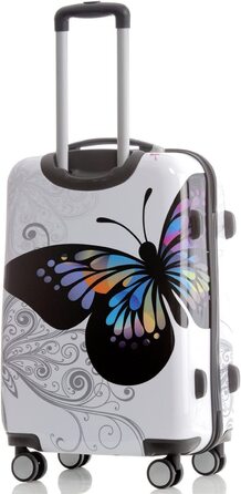 Набір дорожніх валіз BEIBYE Butterfly 2060 з TSA-замком, 4 предмети: XL (75см), L (66см), M (56см) та косметичка (S), міцний пластик