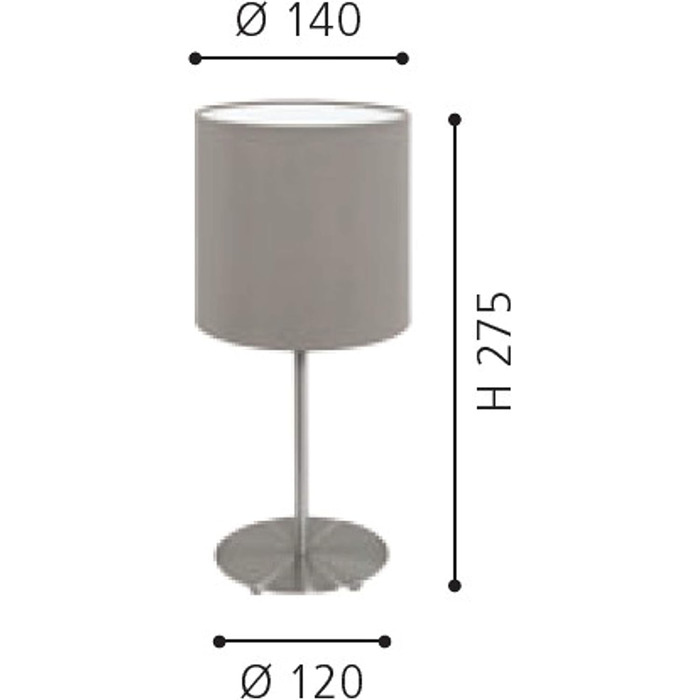 Настільна лампа Pasteri, 1-полум'я, сталь/тканина, матовий нікель/темно-коричневий, E14, з перемикачем, висота 27.5 см, Ø 140 мм