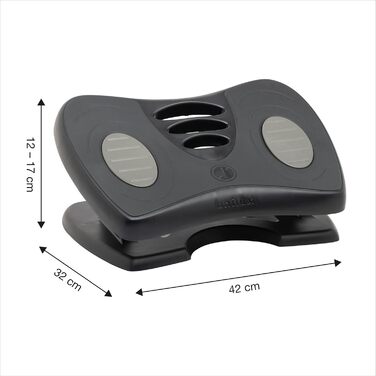 Підніжка для ніг Unilux Nymphea, регульована, антиковзка, динамічна, для офісу та дому, чорна, 43 x 33,7 x 12,2 см