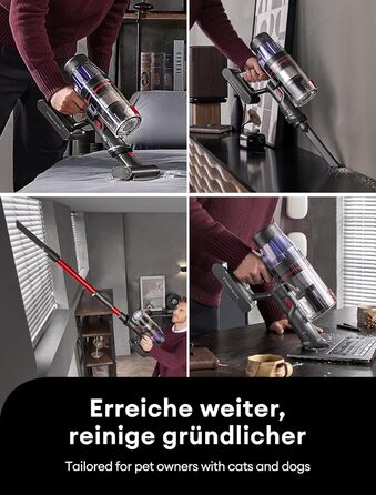 Бездротовий акумуляторний пилосос Ultenic U16 Flex: 550W, 50000Pa, 60 хв роботи, сенсорний екран, труба-кліпса, док-станція, антизаплутування для твердих поверхонь, килимів та шерсті тварин