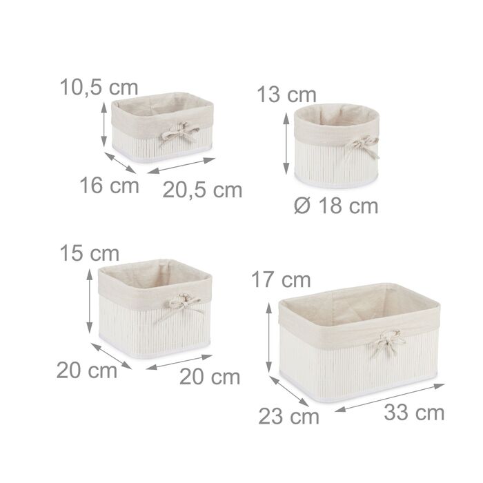 Набір з 4 кошиків для зберігання Relaxdays з бамбука