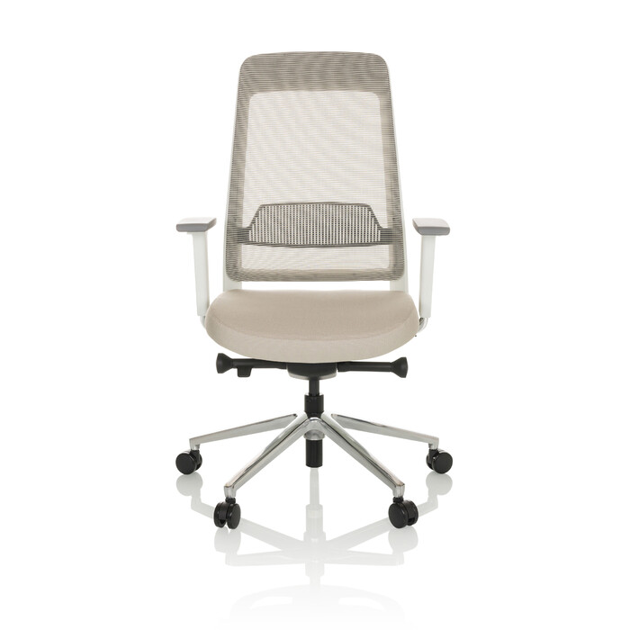 Офісне крісло / поворотне крісло CHIARO T2 WHITE сітка / тканина сіра / бежева hjh OFFICE