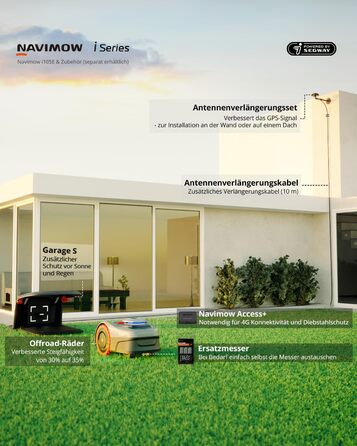 Робот-газонокосарка Navimow i105E без дротів, RTK+Vision, для газонів до 600 м², захист їжаків, штучний інтелект, переможець тестів
