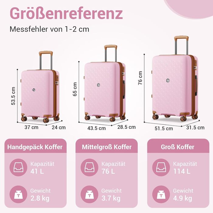 Валіза ручної поклажі KONO з тримачем для напоїв, рожево-коричнева, поліпропілен, розширювана, з TSA замком