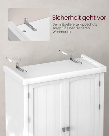 Шафа кухонна VASAGLE, висока, буфет-вітрина, з регульованими полицями, з ящиками, для кухні/вітальні, 40 x 76 x 182,1 см, білий BBC561W21