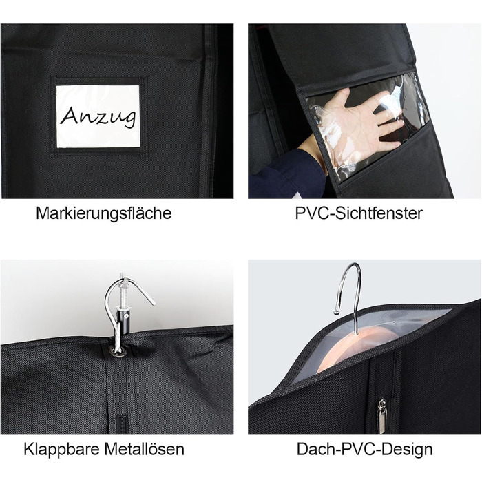 Чохли для одягу BOMEI PACK (60x160 см) - 4 шт. Захисні мішки для костюмів, піджаків та суконь.