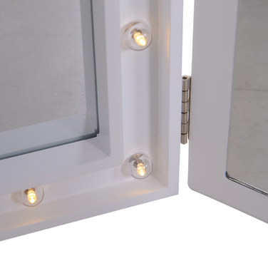 Дзеркало для макіяжу HOMCOM з LED-підсвіткою, регульоване на 180°, автономне, біле, з 3 дзеркалами, розмір 73 x 53,5 x 4,5 см