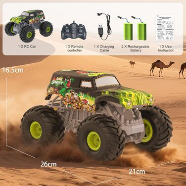 RC Автомобіль Feimuosi 1:18 позашляховик, 2.4GHz, 2 акумулятори, 20 км/год, світлодіоди, армійський зелений - іграшка для дітей та дорослих