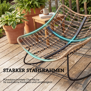 Крісло-гойдалка, крісло-качалка з подушкою, стійке до погодних умов, садове крісло, витримує до 120 кг, для вітальні, саду, газону, сірого кольору.