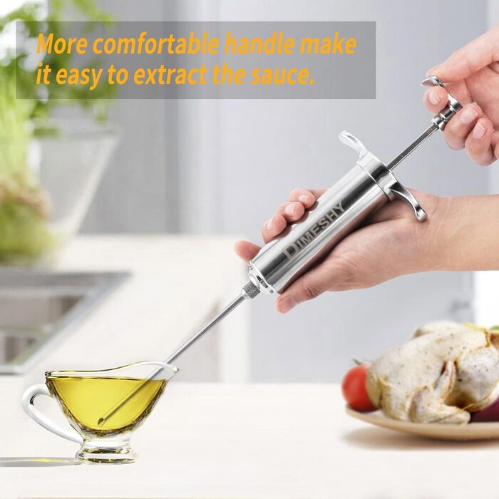 Інжектор для м'яса з нержавіючої сталі 304, Heavy Duty, комплект з голками для маринаду