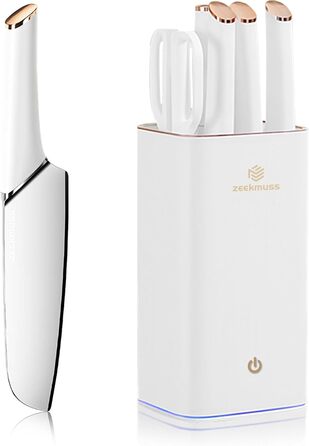 Набір ножів ZEEKMUSS: 6 ножів, точилка, кухові ножиці. Нержавіюча сталь, кухонні, для дому, подарунок (білий)