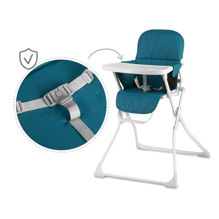 Дитячий стільчик RicoKids Hochstuhl Baby - стільчик для годування з регульованим столиком, 6-36 місяців, м'яке сидіння, міцна конструкція, 60x70x95 см, біло-блакитний