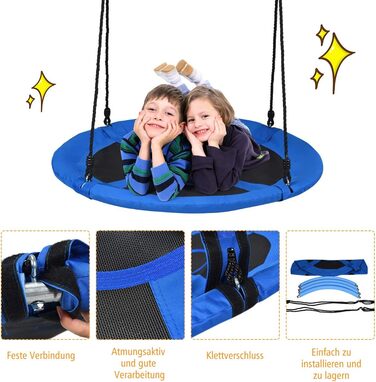 Шоукель DREAMADE для саду: регульована висота, діаметр 100 см, до 150 кг, для дітей та дорослих (блакитний)
