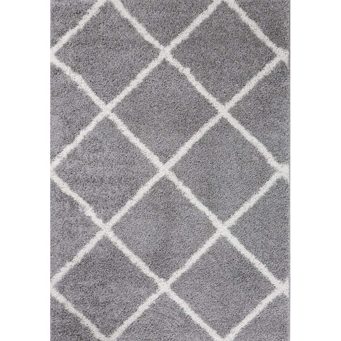 М'який килим VIMODA з високим ворсом для вітальні, кошлатий скандинавський дизайн, сіро-кремовий ромбоподібний візерунок, розміри (70x250 см, сірий)