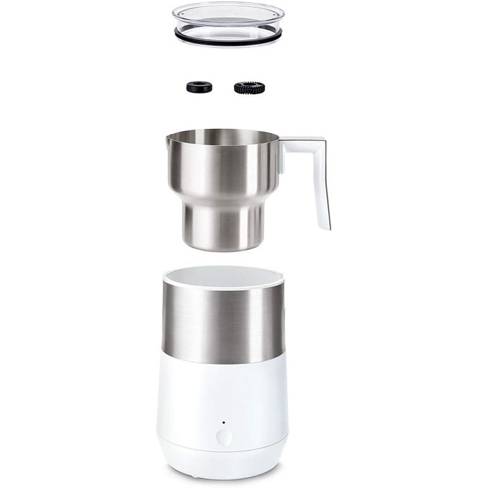 Тчібо Індукційний спінювач молока, без пригорання, миється в посудомийній машині, теплий та холодний молочний пінок, для лате макіато, капучино та какао, кремовий білий