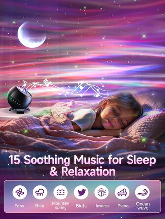 Проектор зоряного неба COOLNIGHT: нічник-проектор галактики та північного сяйва (Аврора) з 180 режимами світла, білим шумом та Bluetooth, чорний