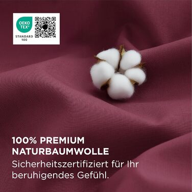 BEDSURE Комплект постільної білизни 135x200, бавовна, 4-х частинний - комплект постільної білизни, простирадло та 2 наволочки 80x80 см, Oeko-TEX, трав'яний колір з блискавкою (155 x 220 см, бордовий)