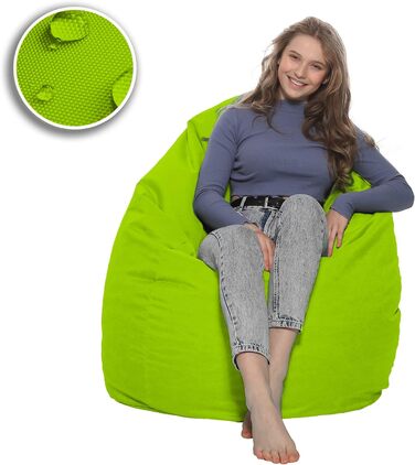 Подушка для підлоги Beanbag XXL для дорослих і дітей - підходить для ігор або відпочинку - в приміщенні та на вулиці, оскільки вона водонепроникна - з намистинами EPS, колір ківі зелений, розмір XL