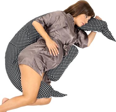 Подушка для годування KOALA BABYCARE XXL Подушка для вагітних Бічна подушка для сну зі 100 бавовняним чохлом - Сертифікований медичний виріб - Позиціонуюча подушка для дорослих - (Сірий - Білий) (XX-Великий, чорний - Білі точки)