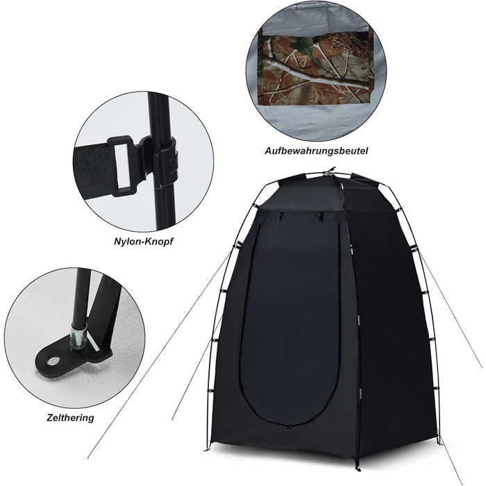 CLIPOP Намет Pop-Up, водонепроникний, легкий, одношаровий, для весняного кемпінгу, простий у встановленні – для пляжу, походів, фестивалів, на відкритий простір, чорний