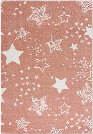 Килим для дитячої кімнати-рожевого кольору-80x150 см-гарний дитячий килимок з коротким ворсом у вигляді зоряного неба-Стенд Oeko-Tex