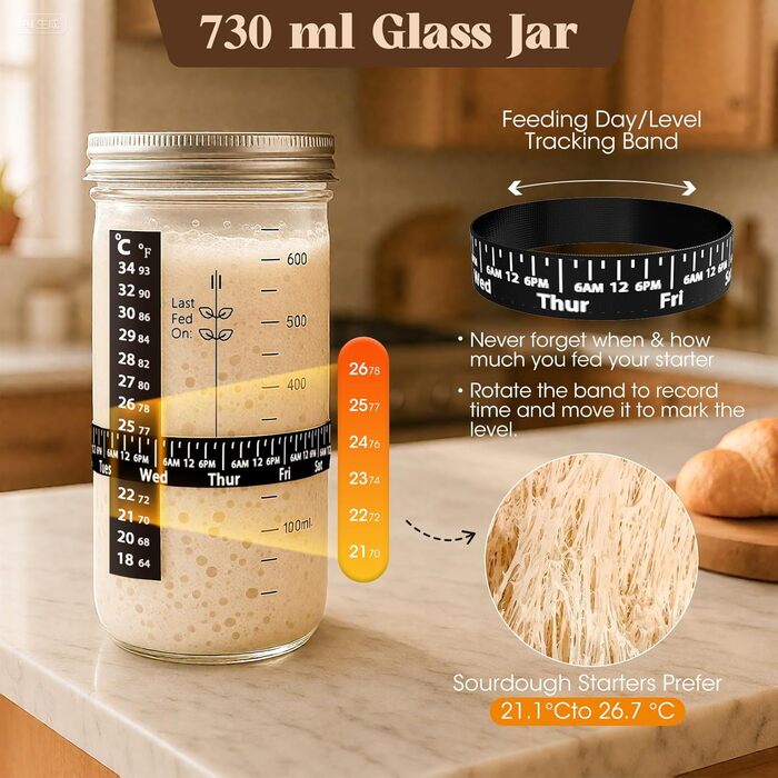 Набір для закваски з силікону MQFORU: 30 шт. Заквасочні корзини (28см круглі, 29см овальні), скляна тара 730мл, щітка, скребок. Для випікання хліба.