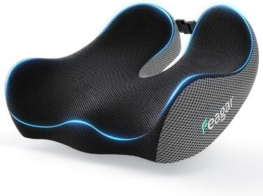 Ортопедична подушка для сидіння Feagar з memory foam - ергономічна подушка для офісного крісла, авто та дому - для полегшення болю в куприку при тривалому сидінні, неслизька (до 100 кг) (Сірий)