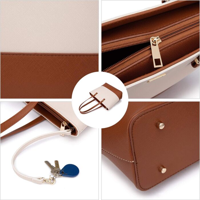 LOVEVOOK Набір сумок для жінок: 3 шт. (шоппер, сумка на плече, сумка з ручкою) для подорожей, роботи, покупок (бежевий+коричневий)