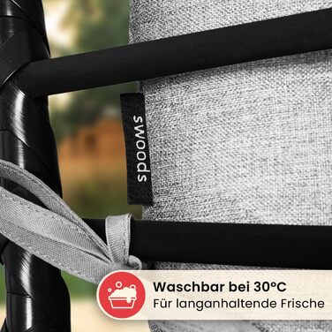 Крісло-гойдалка Swoods XXL з металевим каркасом – для дому та вулиці. Яйцеподібне крісло-гойдалка з подушкою, до 150 кг (темно-сірий, світло-сірий)