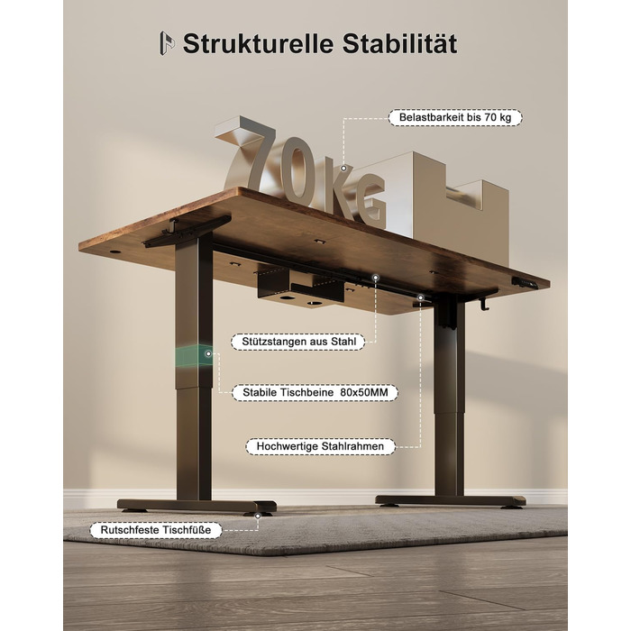 Регульований стіл Homall 200x80 см з USB-портом, електричний, з органайзером для кабелів, пам'ять налаштувань, комп'ютерний стіл
