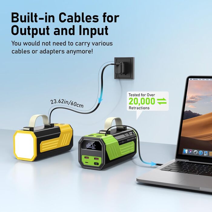 Портативний акумулятор PowerBank 70000mAh 100W з USB-C, зелений: для iPhone, iPad, Samsung та планшетів