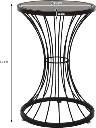 Журнальний стіл ML-Design круглий Ø 38 x H57 см виготовлений з металу у формі пісочного годинника, чорний, дерев'яна стільниця, стійкий дротяний каркас, журнальний столик журнальний столик стіл металевий стіл журнальний столик приліжкова тумбочка
