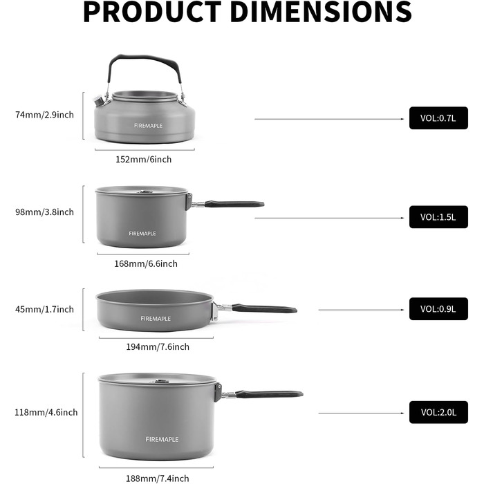 Набір кухонного посуду Fire-Maple Feast 4 для кемпінгу та відпочинку на природі (на 4-5 осіб)