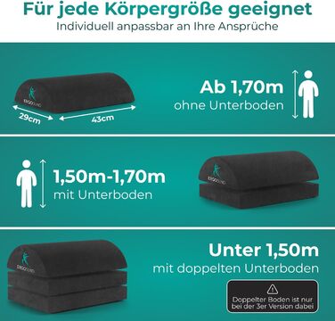 Підставка для ніг під стіл Ergocomfort Premium, регульована, чорна. Ергономічна підставка для ніг, офіс, home office